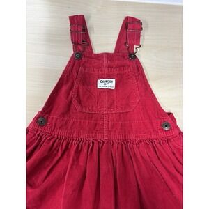 Osh Kosh B'gosh Girls Overall Dress Jumper Bib Red Corduroy Size 5T
